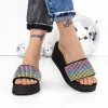 Papuci Dama cu Platforma 3GZ52 Negru-Multicolor | Mei