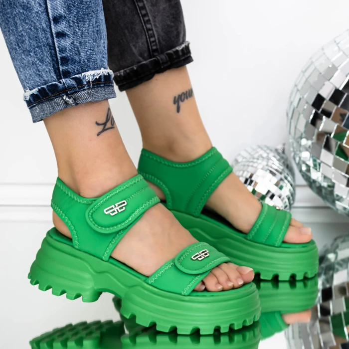 Sandale Dama cu Platforma 3AW306 Verde » MeiMei.Ro