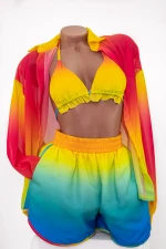 Costum de Baie Dama 4 Piese H55 Multicolor | Meina » MeiMei.Ro