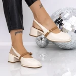 Pantofi cu Toc Gros 1172-9 BEIGE | MEI