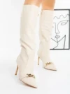 Cizme Dama cu Toc J6115 BEIGE | MIA SHOES