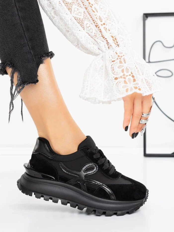 メイ Sneakers Dama 3Q10P Negru | Mei » MeiMei.Ro