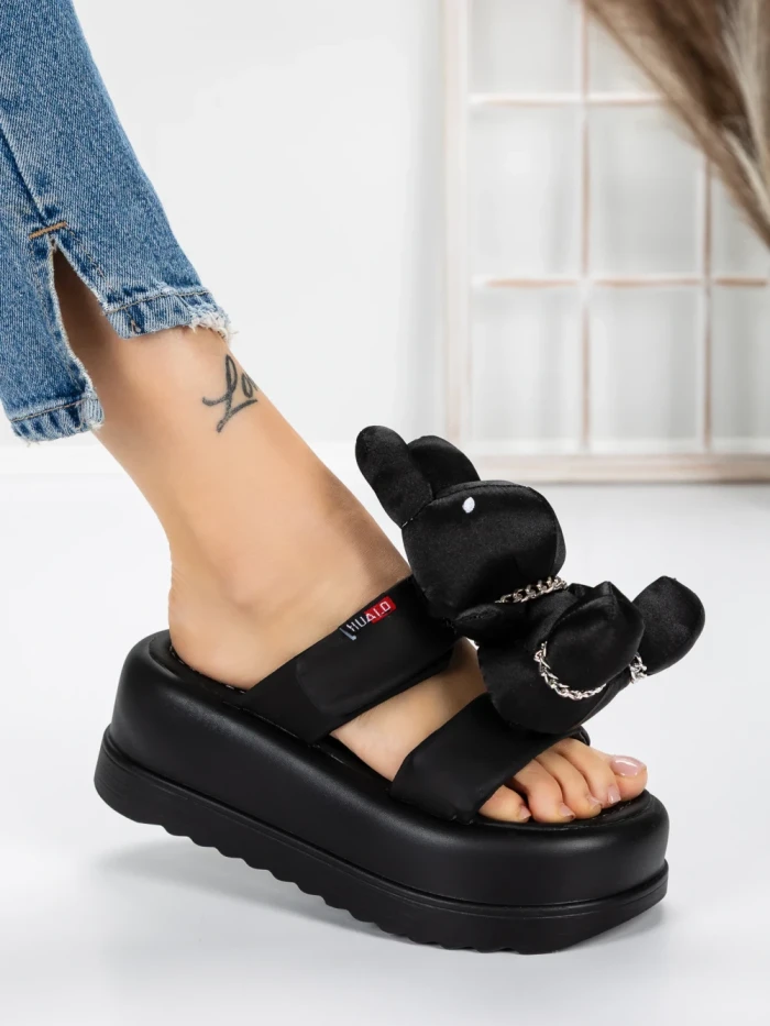 Papuci Dama cu Platforma 3WL229 Negru | Mei » MeiMei.Ro