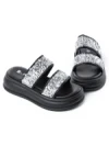 Papuci Dama cu Talpa Joasa 888-2 BLACK-SILVER | FASHION