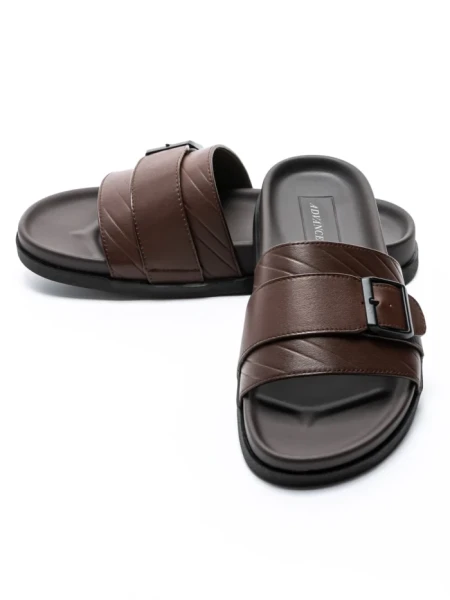 Papuci Barbati din piele naturala S11112 BROWN | ADVANCER