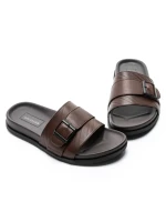 Papuci Barbati din piele naturala S11112 BROWN | ADVANCER