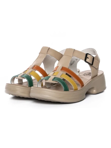 Sandale Dama din piele naturala 246609T APRICOT-GREEN | FORMAZIONE