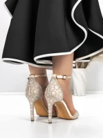Sandale Dama cu Toc Subtire 5XKK12 CHAMPAGNE | MEI