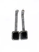 Set Colier + Cercei CLR016 ARGINTIU-NEGRU | MEI
