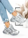 Pantofi Sport Dama cu Platforma 5WL83 SILVER | MEI