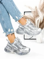 Pantofi Sport Dama cu Platforma 5WL83 SILVER | MEI
