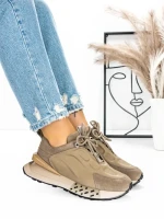 Pantofi Sport Dama din piele naturala 5SZ12 KHAKI | PANTOFUL
