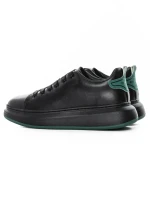 Pantofi Sport Barbati din piele naturala 51191 BLACK-GREEN | ADVANCER