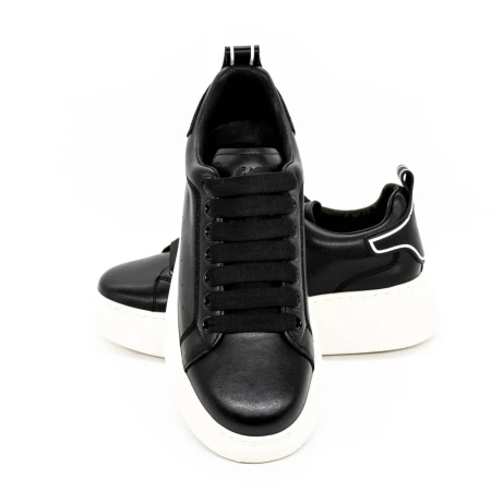 Pantofi Sport Barbati din piele naturala 3221 Negru-Alb... » MeiMei.Ro