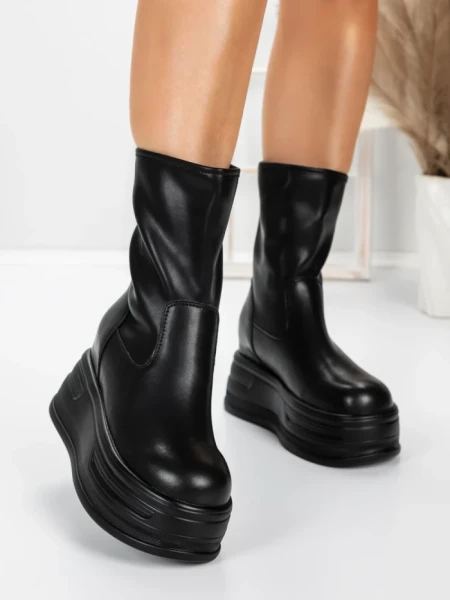 Ghete Dama din piele naturala 5W76 BLACK | PANTOFUL