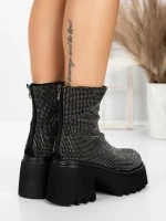 Ghete Dama cu Platforma 5WL77 BLACK-GUNCOLOR | MEI