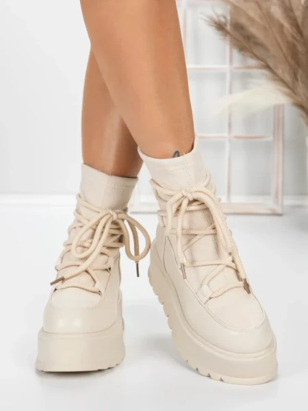 Ghete Dama cu Platforma 56WL3 BEIGE | MEI