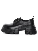 Pantofi Casual Dama din piele naturala KM1607 Negru | F... » MeiMei.Ro