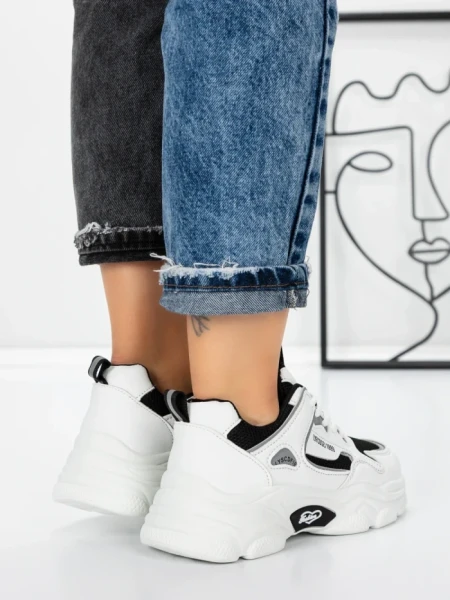 Sneakers Dama 9028 WHITE-BLACK | FASHION