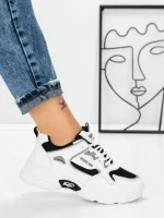 Sneakers Dama 9028 WHITE-BLACK | FASHION