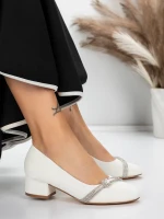 Pantofi cu Toc mic 3XKK99 Alb » MeiMei.Ro