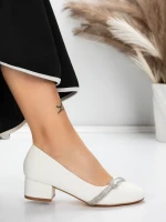 Pantofi cu Toc mic 3XKK99 Alb » MeiMei.Ro