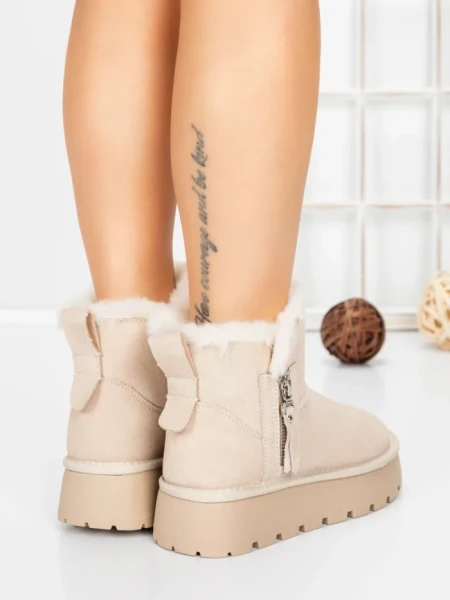 Ghete Dama din piele naturala 5W95 KHAKI | PANTOFUL