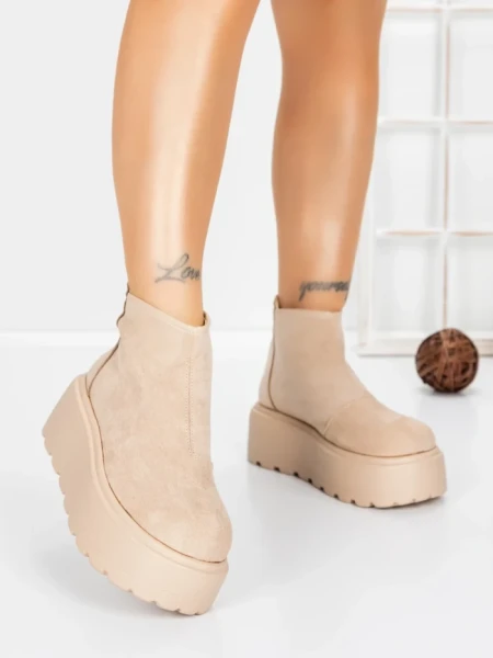 Ghete Dama cu Platforma 58WL19 DARK BEIGE | MEI