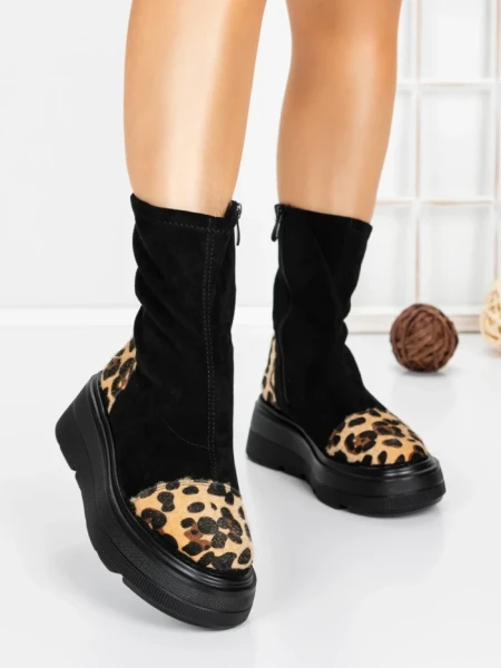 Ghete Dama cu Platforma 5AH58 BLACK | MEI