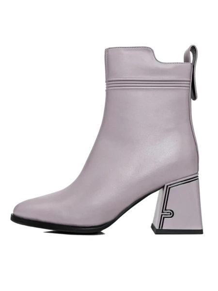 Botine Dama cu toc gros K107-55-B81B Gri » MeiMei.Ro