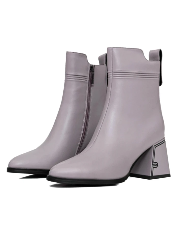 Botine Dama cu toc gros K107-55-B81B Gri » MeiMei.Ro