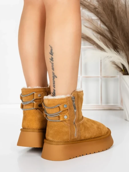 Ghete Dama din piele naturala 5WL105 YELLOW | PANTOFUL
