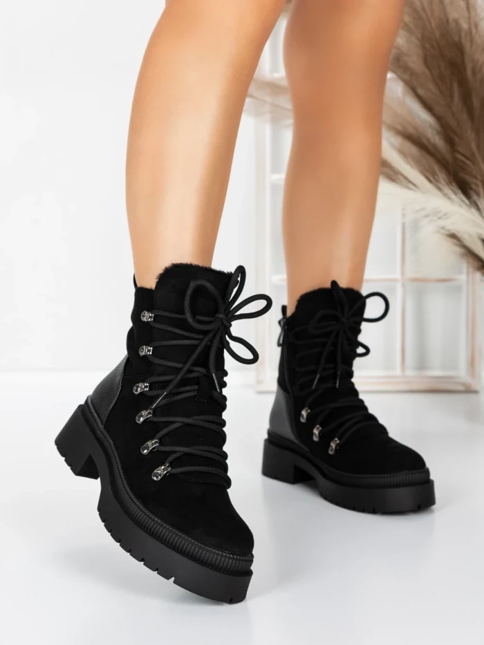 Ghete Dama cu Platforma 5AH67 BLACK | MEI