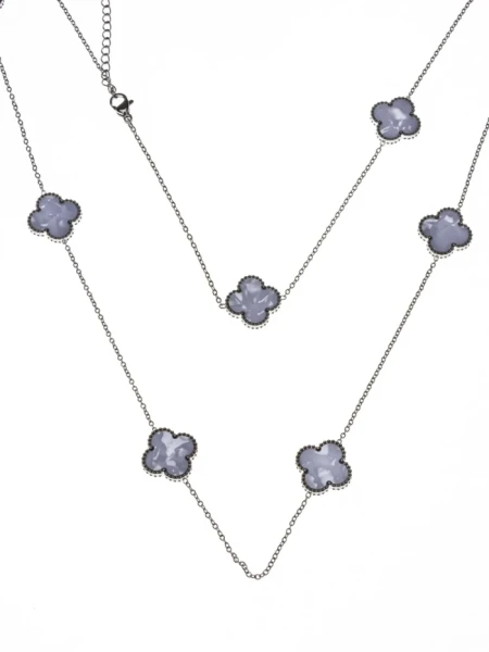 Colier de Dama YP-37 Argintiu-Alb | Mei Colier YP-37 ARGINTIU-ALB | MEI