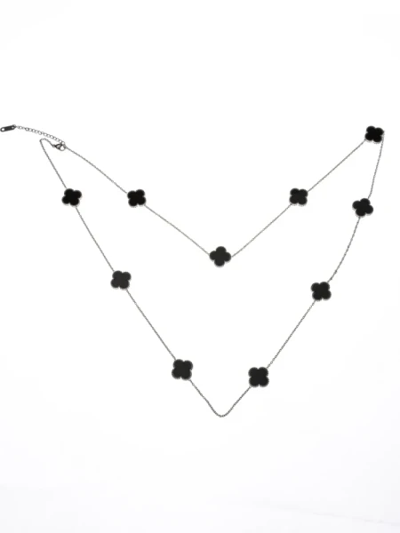 Colier de Dama YP-38 Argintiu-Negru | Mei Colier YP-38 ARGINTIU-NEGRU | MEI