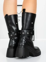 Ghete Dama din piele naturala 52AD5 BLACK | PANTOFUL