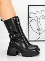 Ghete Dama din piele naturala 52AD5 BLACK | PANTOFUL