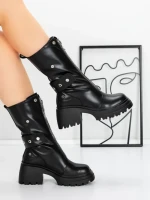 Ghete Dama din piele naturala 52AD5 BLACK | PANTOFUL