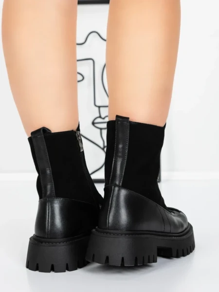 Ghete Dama din piele naturala 52AD8 BLACK | PANTOFUL