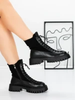 Ghete Dama din piele naturala 52AD8 BLACK | PANTOFUL