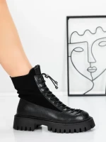 Ghete Dama din piele naturala 52AD8 BLACK | PANTOFUL