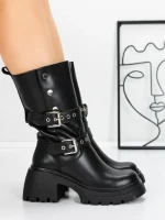 Ghete Dama din piele naturala 52AD11 BLACK | PANTOFUL