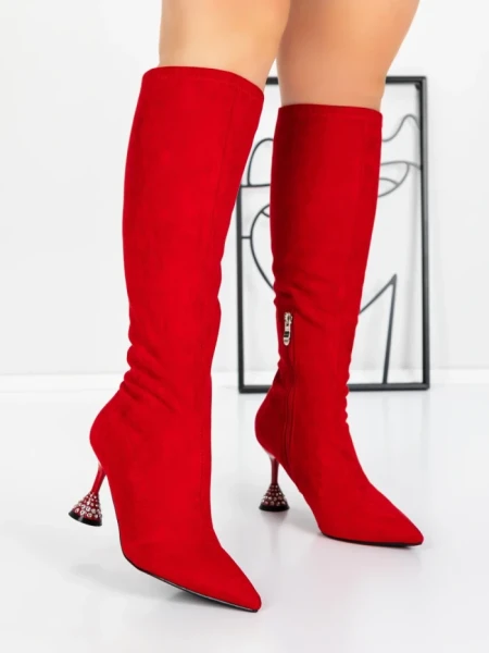 Cizme Dama cu Toc 5XKK66 RED | MEI