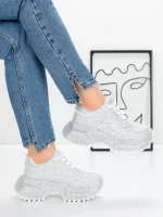 Pantofi Sport Dama cu Platforma 5WL93 WHITE | MEI