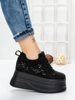 Pantofi Sport Dama cu Platforma 3592-1 BLACK | MEI
