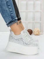 Pantofi Sport Dama cu Platforma 3592-1 WHITE | MEI