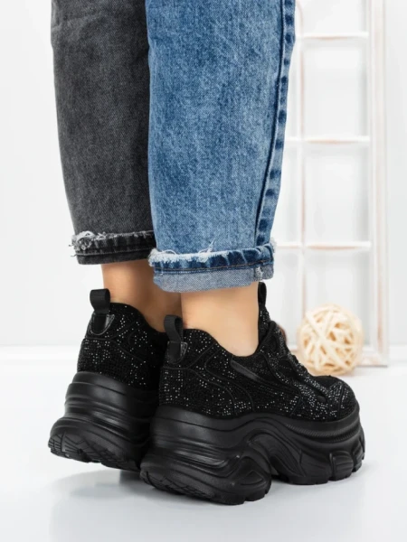 Pantofi Sport Dama cu Platforma 3561 BLACK | MEI