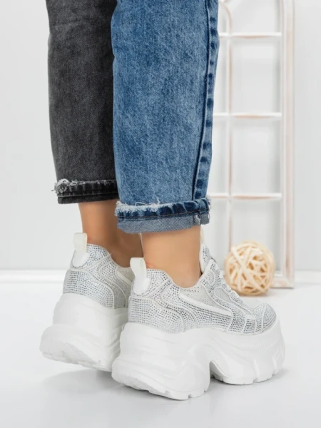 Pantofi Sport Dama cu Platforma 3561 WHITE | MEI