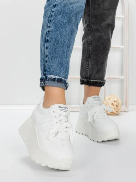 Pantofi Sport Dama cu Platforma 3570 WHITE | MEI