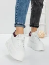 Pantofi Sport Dama cu Platforma 3592-7 WHITE-WINERED | MEI